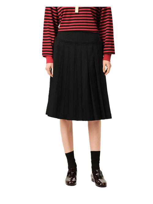 Gonna midi plissettata in serge di lana. Ami Paris | USK483.WV0211001 BLACK
